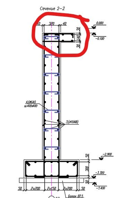 Армирование монолитной стены 200 мм чертеж
